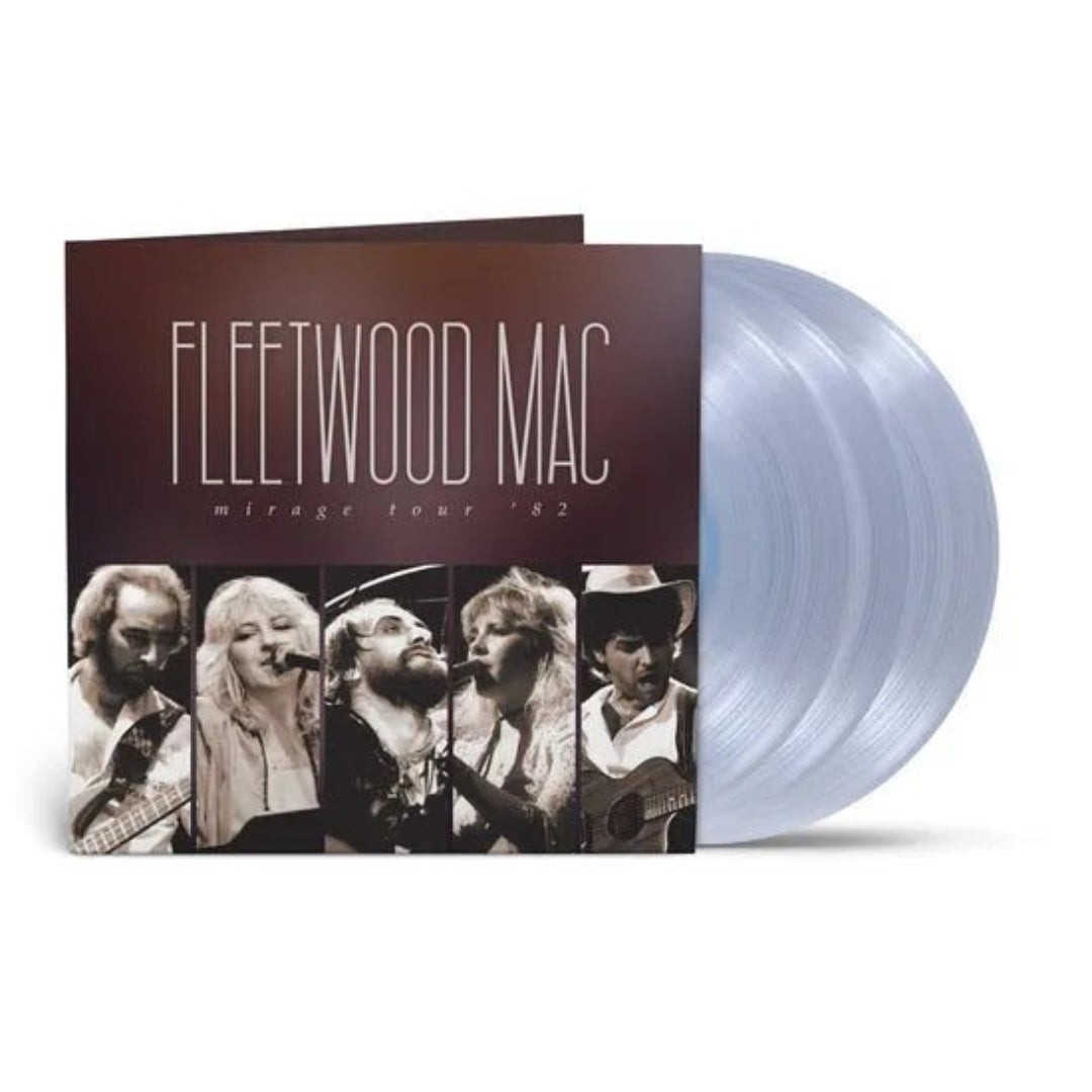 Front cover Mirage Tour 82 Fleetwood Mac 3LP clear vinyl live album artwork
