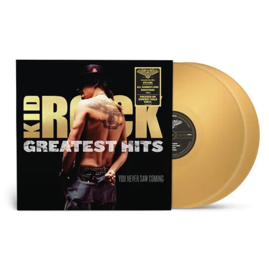 Front cover Kid Rock Greatest Hits You Never Saw Coming double LP gold vinyl set
