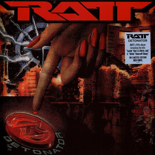 Ratt Detonator red vinyl LP glam metal hard rock album release.