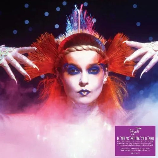 Toyah Four More From Toyah LP violet vinyl front cover with bold artwork.