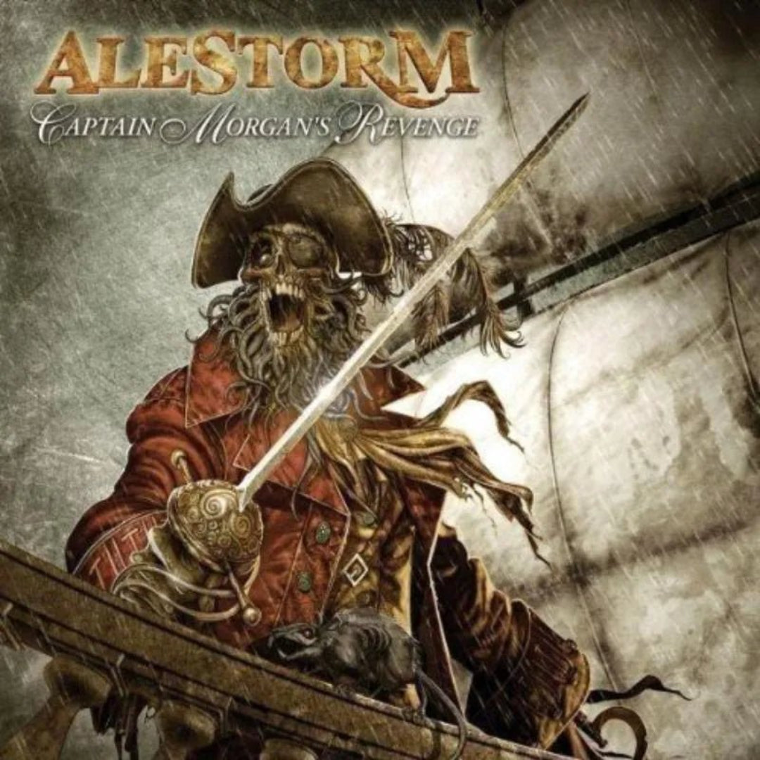 Alestorm Captain Morgans Revenge CD front cover with pirate themed artwork.