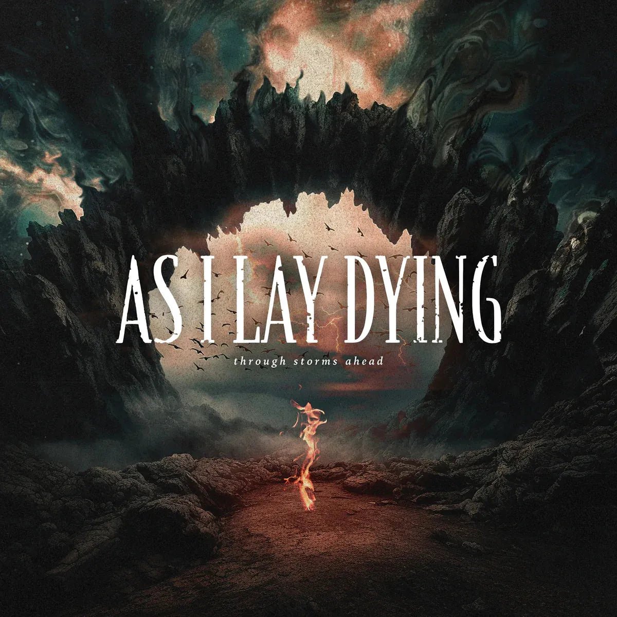 As I Lay Dying Through Storms Ahead CD front cover with heavy metal artwork.