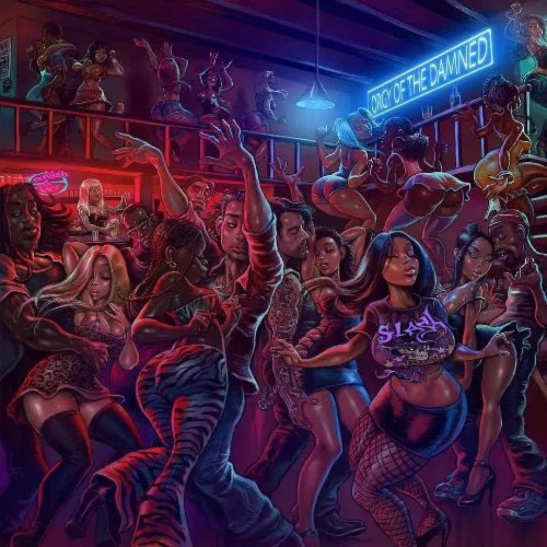 Slash Orgy Of The Damned 2 LP Set front cover with guitarist artwork and album title.