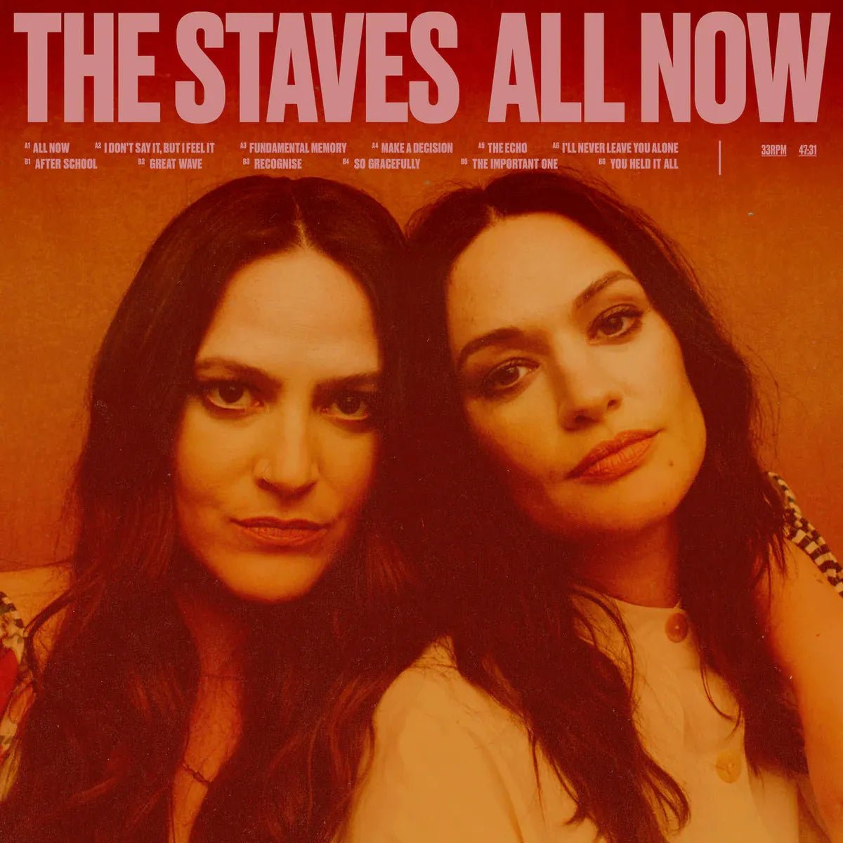 The Staves All Now LP front cover with trio portrait and album title displayed.