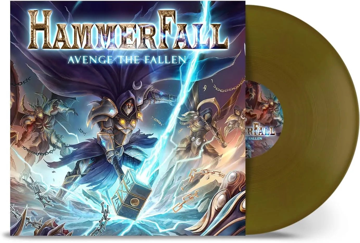 Avenge The Fallen LP by HammerFall gold vinyl record sleeve front cover