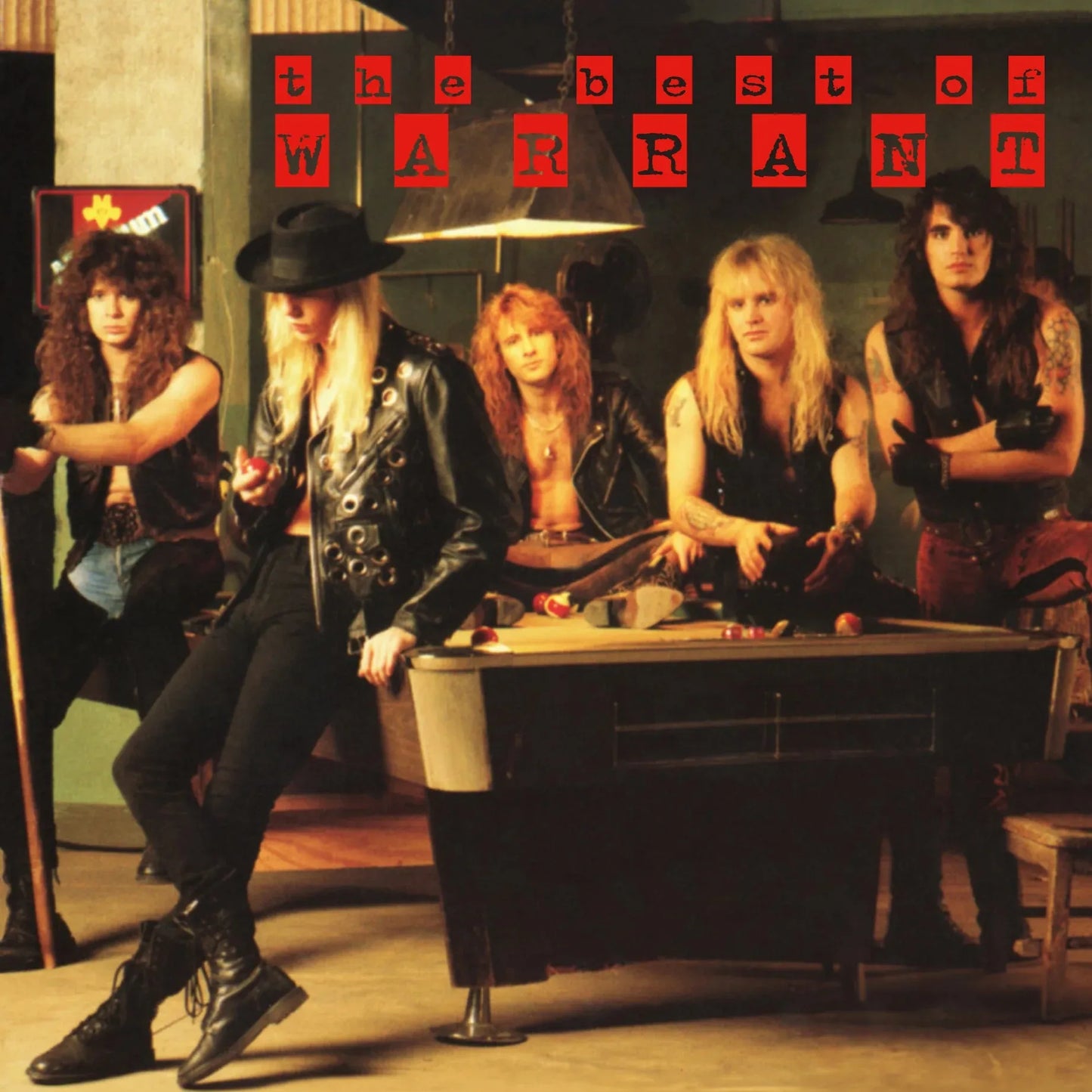 Cover of Warrant’s greatest hits album featuring tracks from their first three LPs.

