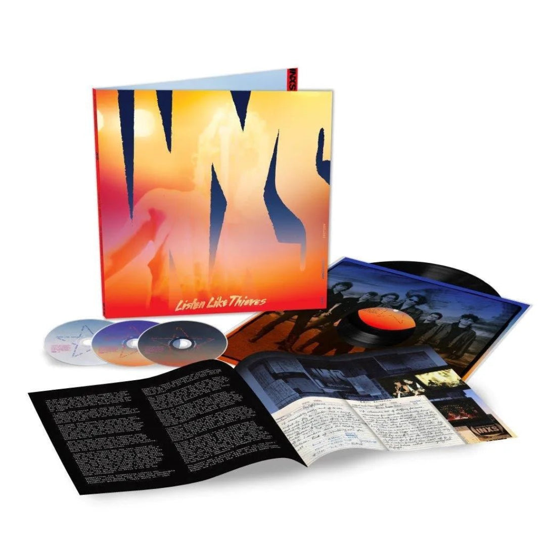Listen Like Thieves INXS 40th Anniversary LP vinyl and 3 CD set front artwork