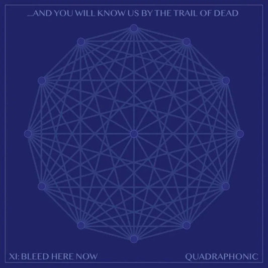 Close-up of the CD face for XI: Bleed Here Now with quadraphonic marking