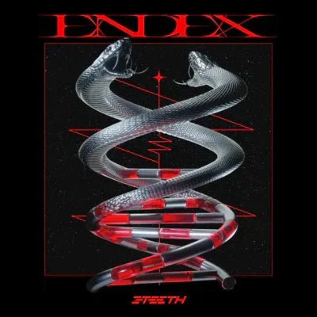 3TEETH EndEx CD with album cover art showing dystopian industrial imagery