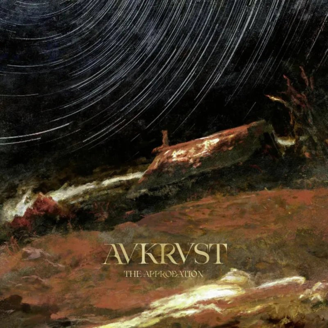 Close‑up of AVKRVST The Approbation compact disc showing label and art