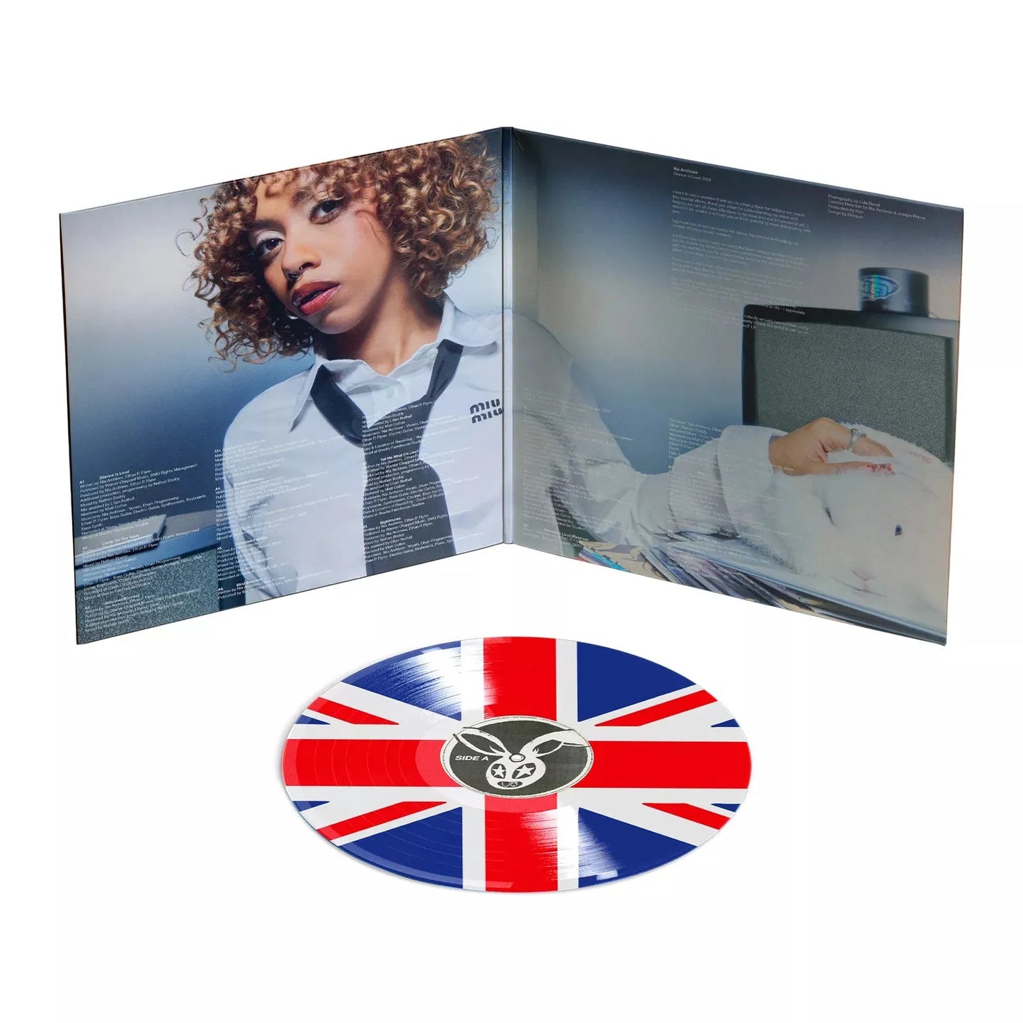 Close‑up of Nia Archives Silence Is Loud picture disc showing etched artwork