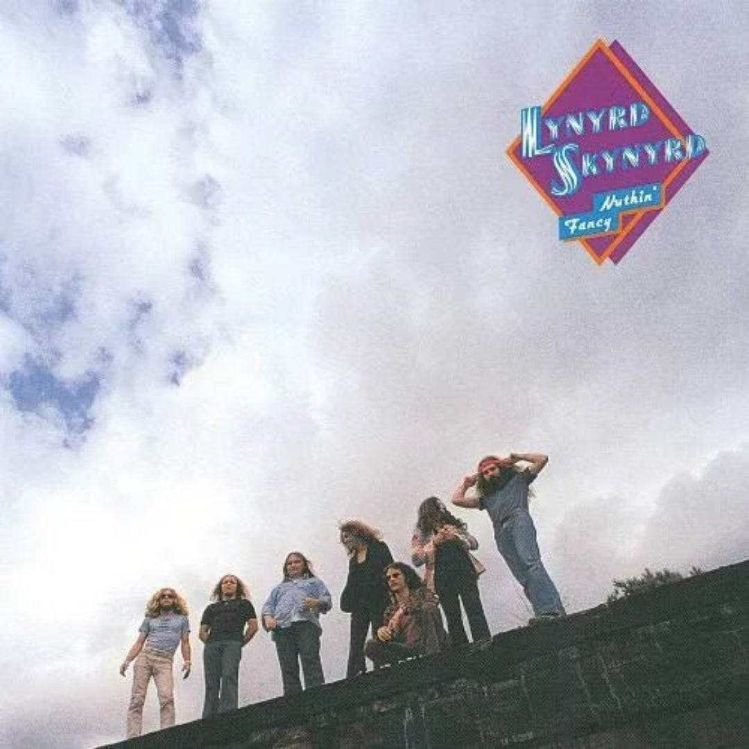 Lynyrd Skynyrd Nuthin' Fancy vinyl LP front cover featuring the band in a sepia-toned desert portrait.