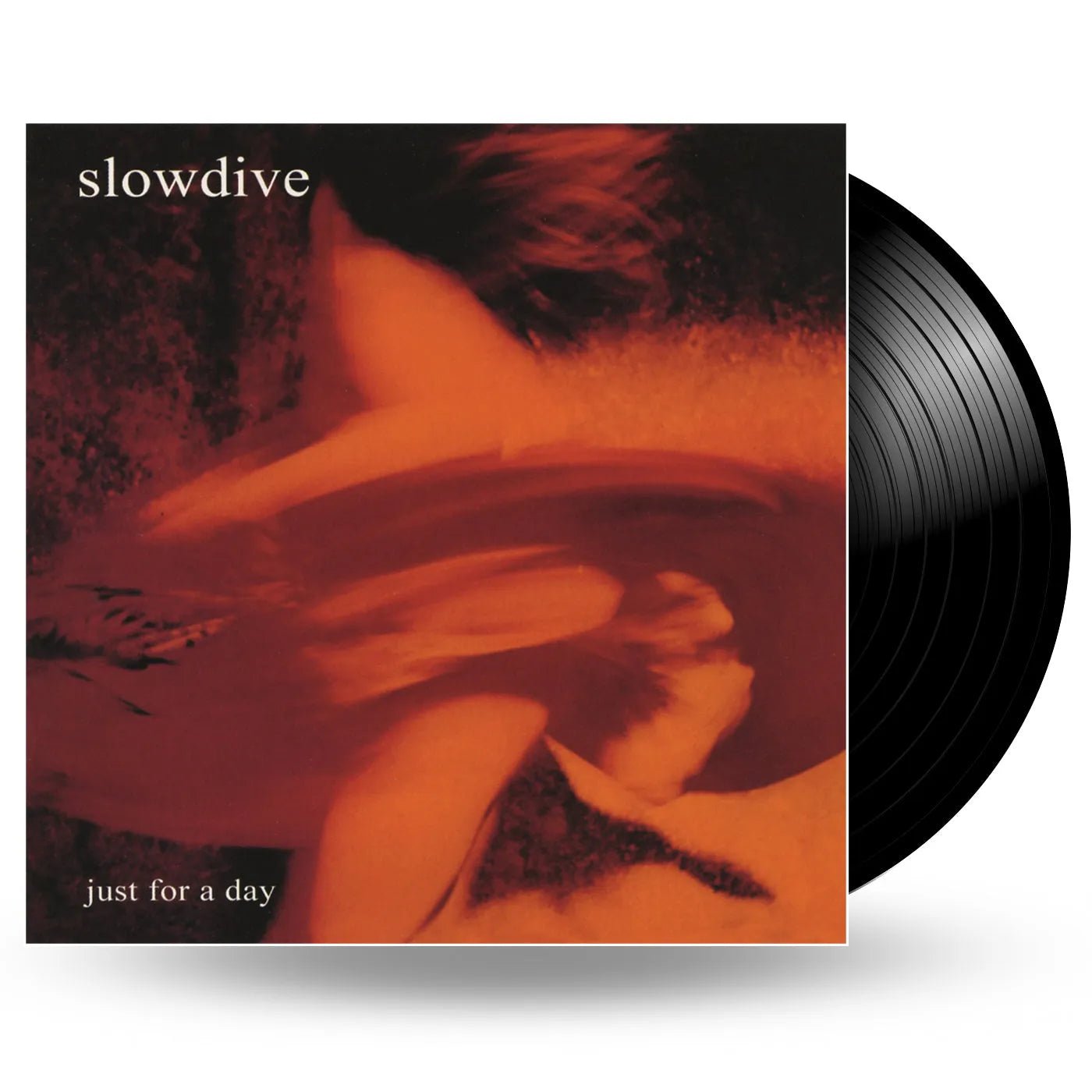 Slowdive Just For A Day vinyl LP front cover featuring the blurry blue and orange abstract artwork.