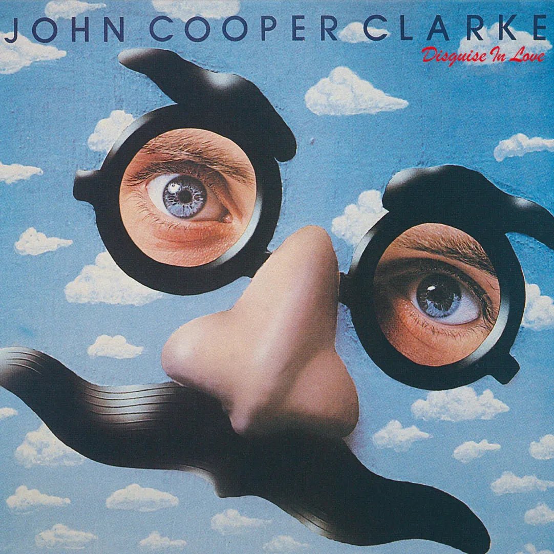 John Cooper Clarke Disguise In Love CD cover featuring punk poet imagery and bold lettering.