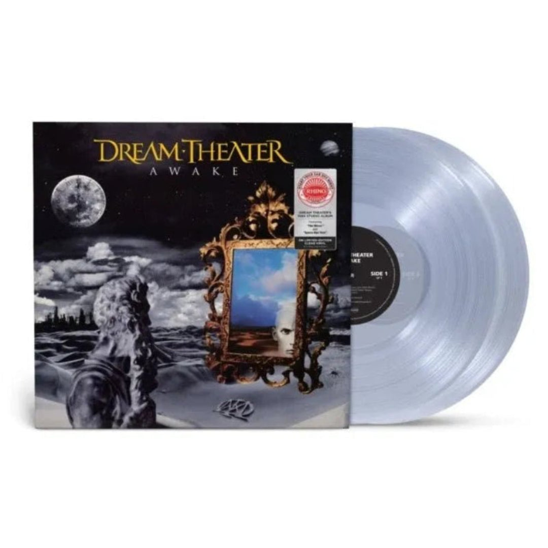 Gatefold packaging of Dream Theater Awake clear vinyl double LP edition.

