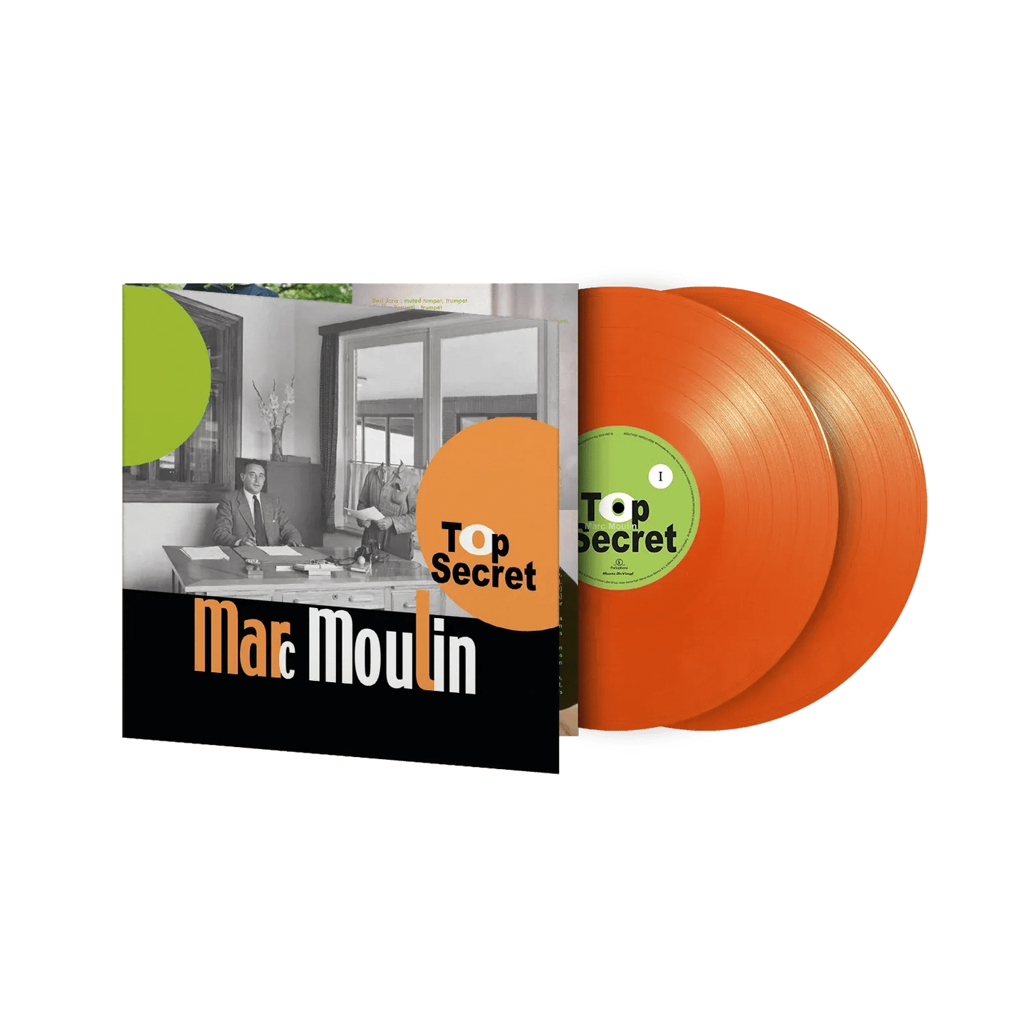 Limited edition orange vinyl LP of Marc Moulin’s Top Secret with five bonus tracks.