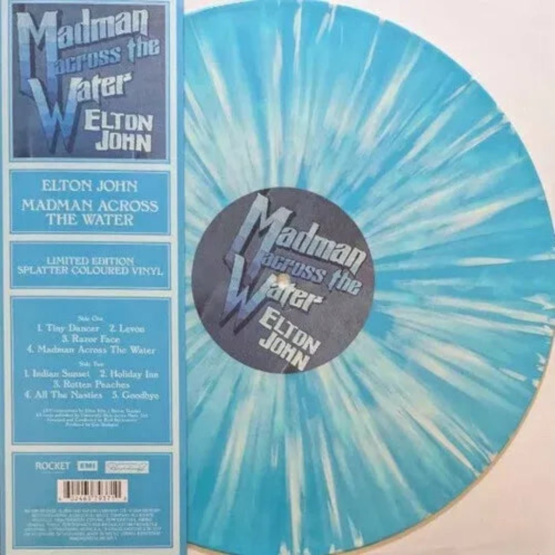 Elton John Madman Across The Water LP blue splatter vinyl with classic artwork