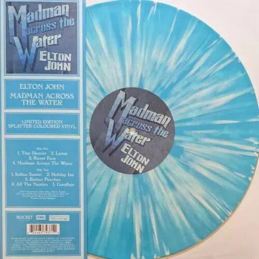Elton John Madman Across The Water LP blue splatter vinyl with classic artwork