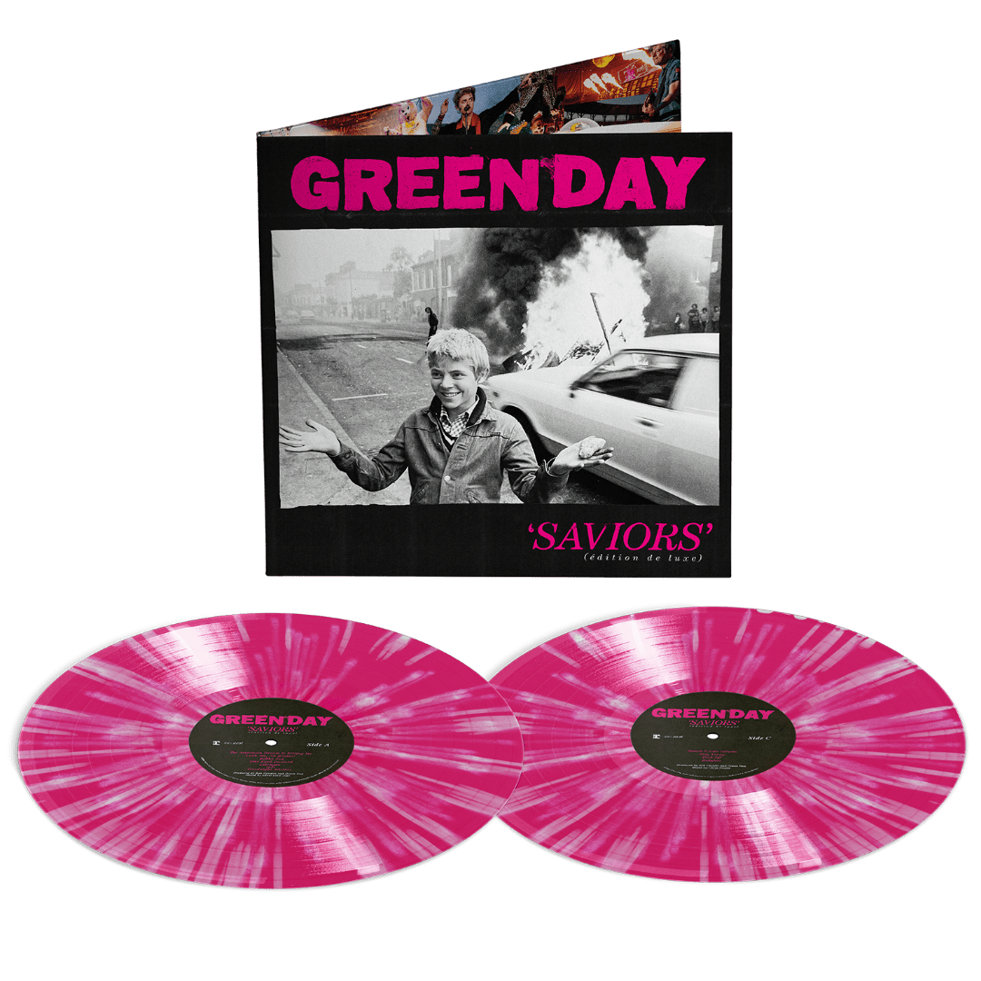 Saviors Deluxe Edition Green Day 2LP pink white splatter vinyl packaging