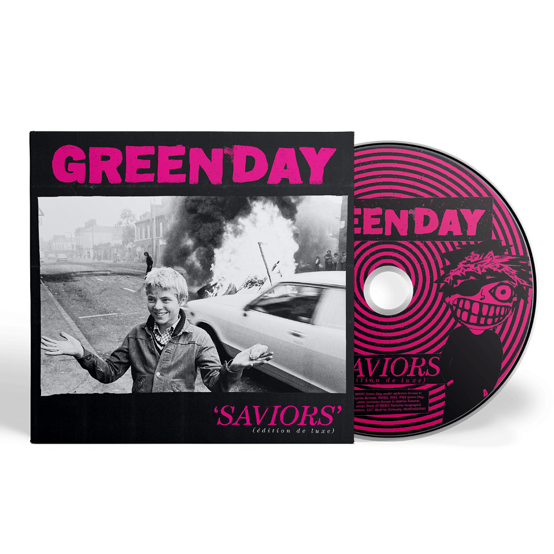 Saviors CD by Green Day deluxe edition record sleeve energetic punk rock tracks