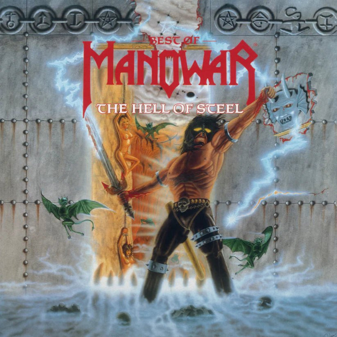 Manowar Hell Of Steel The Best Of 2 LP silver vinyl album cover heavy metal hits