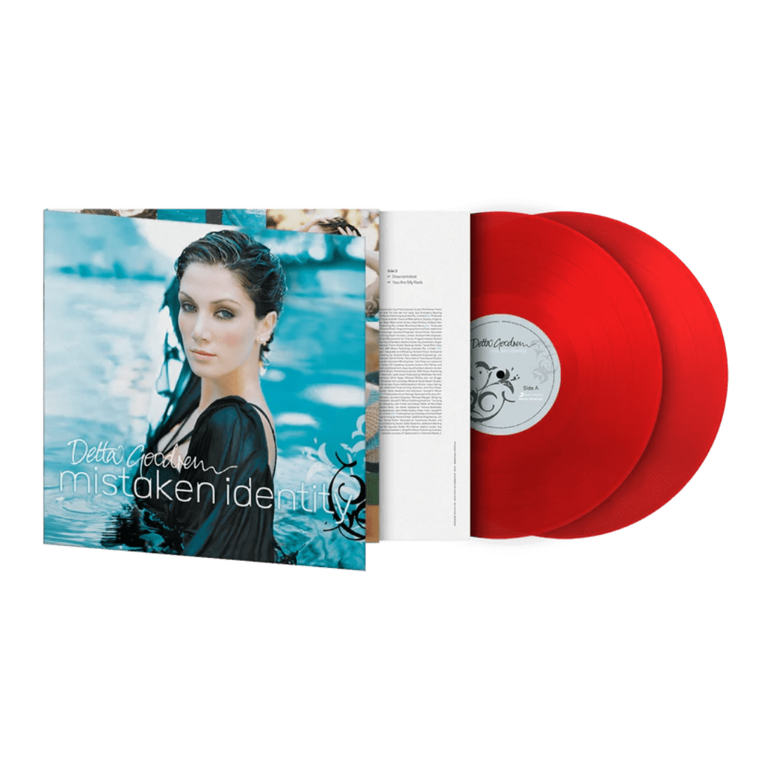 Mistaken Identity LP by Delta Goodrem, red coloured vinyl with lyric insert and gatefold packaging
