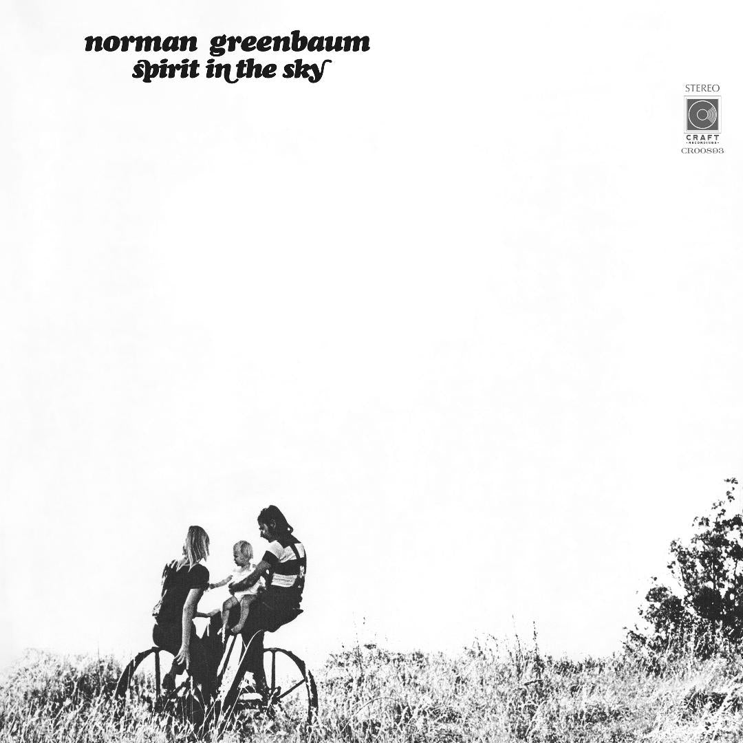 Vinyl record and sleeve of Norman Greenbaum’s Spirit in the Sky reissue with retro packaging