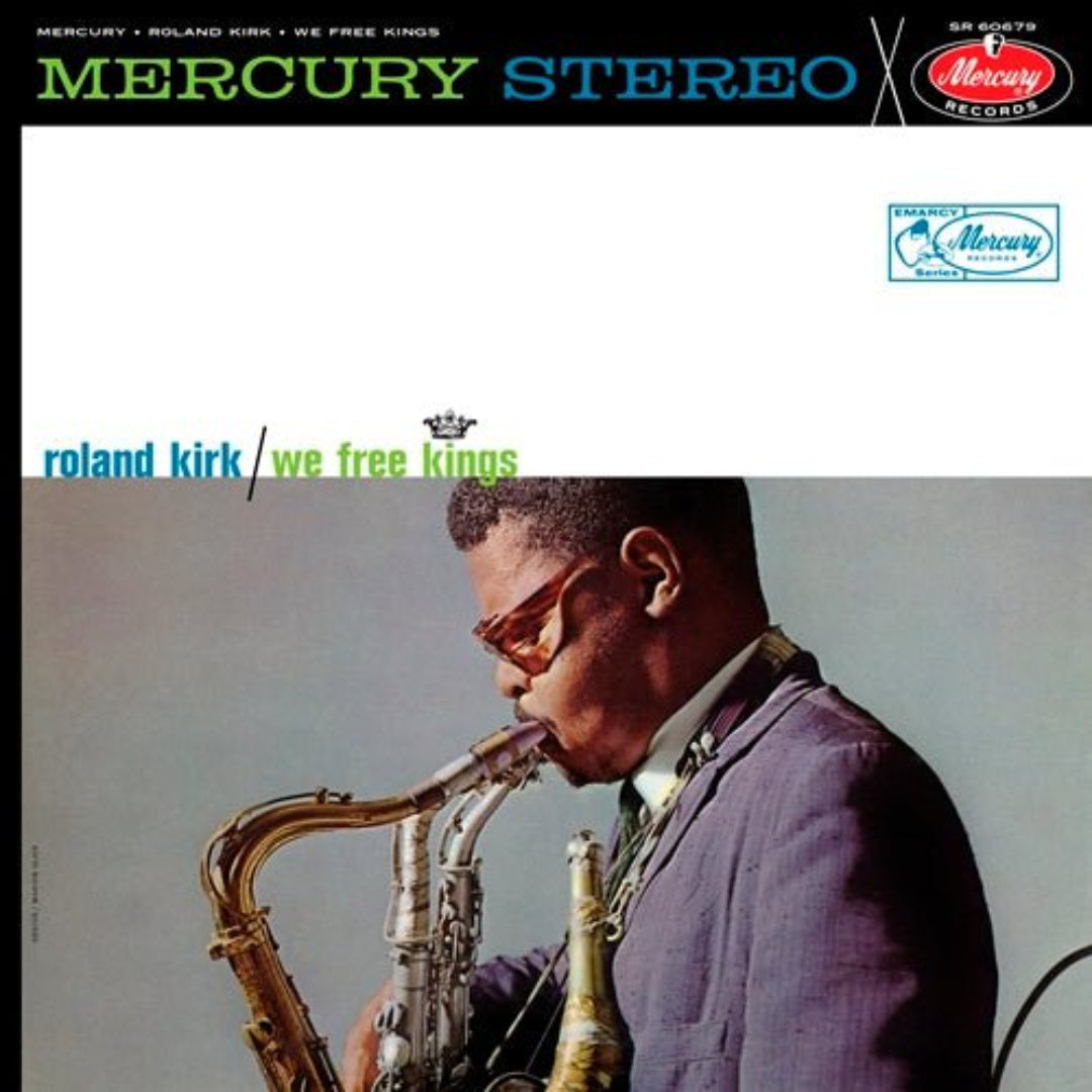 Close-up of We Free Kings album artwork showing vintage jazz album design