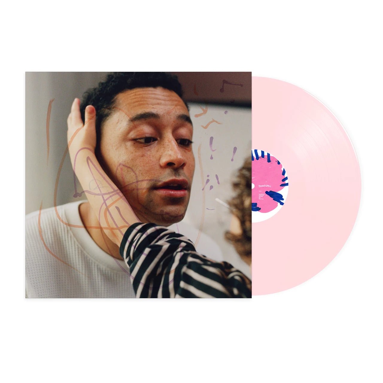 Loyle Carner’s hopefully! featuring abstract artwork with warm tones.