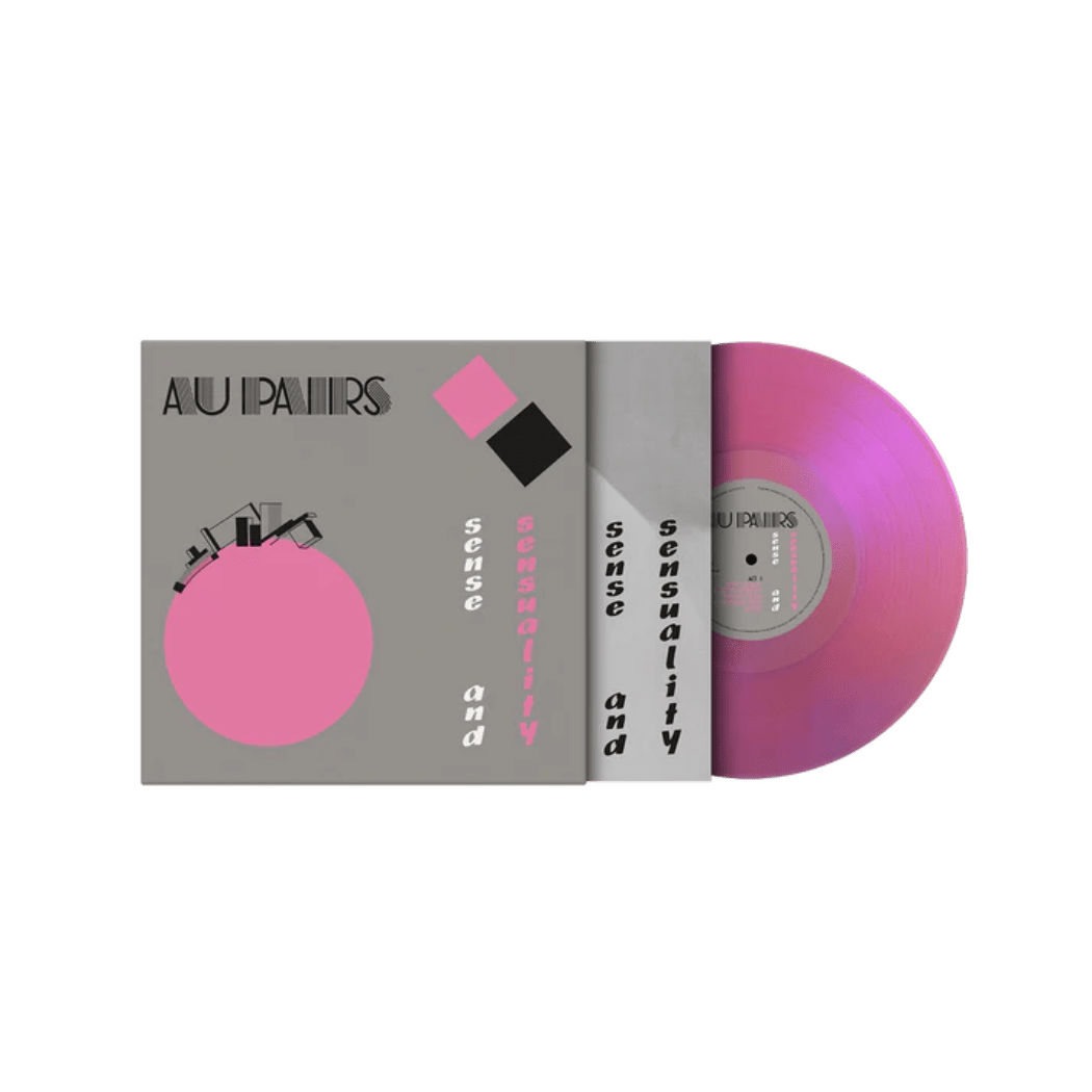 Translucent magenta vinyl edition of Sense and Sensuality by Au Pairs, limited to 750 copies.
