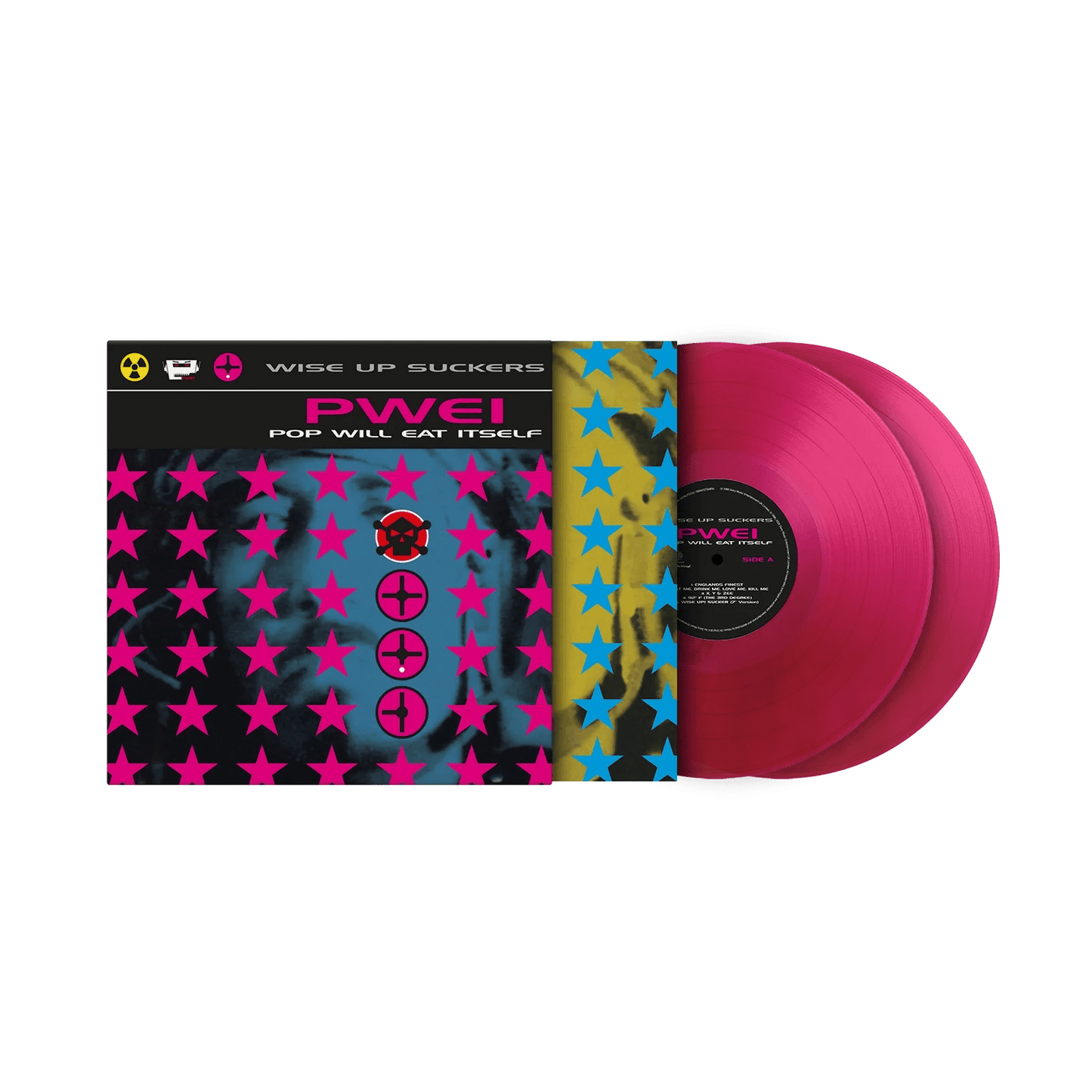 Magenta vinyl edition of Wise Up Suckers by Pop Will Eat Itself
