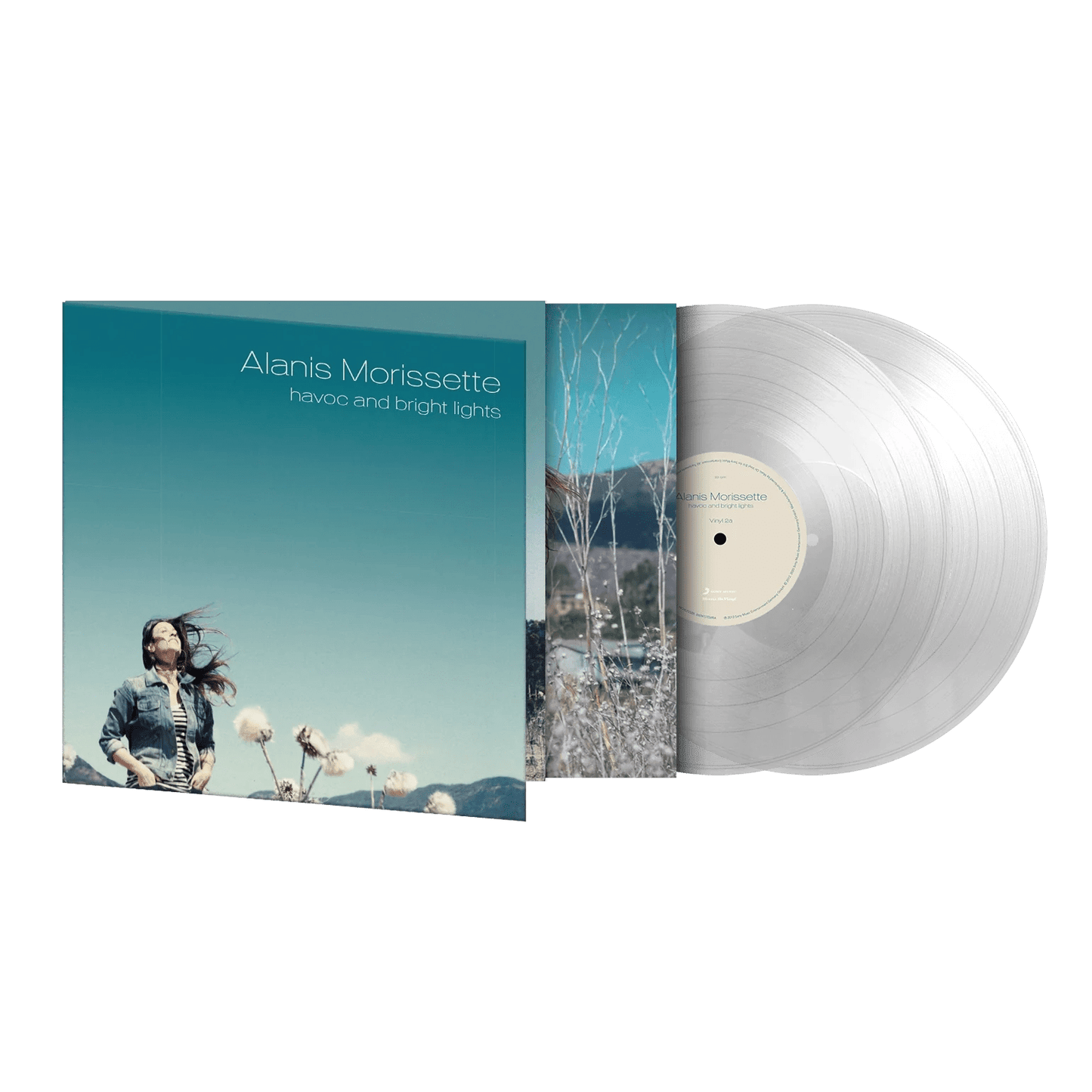 Limited edition crystal clear vinyl of Alanis Morissette’s Havoc and Bright Lights with lyric booklet.