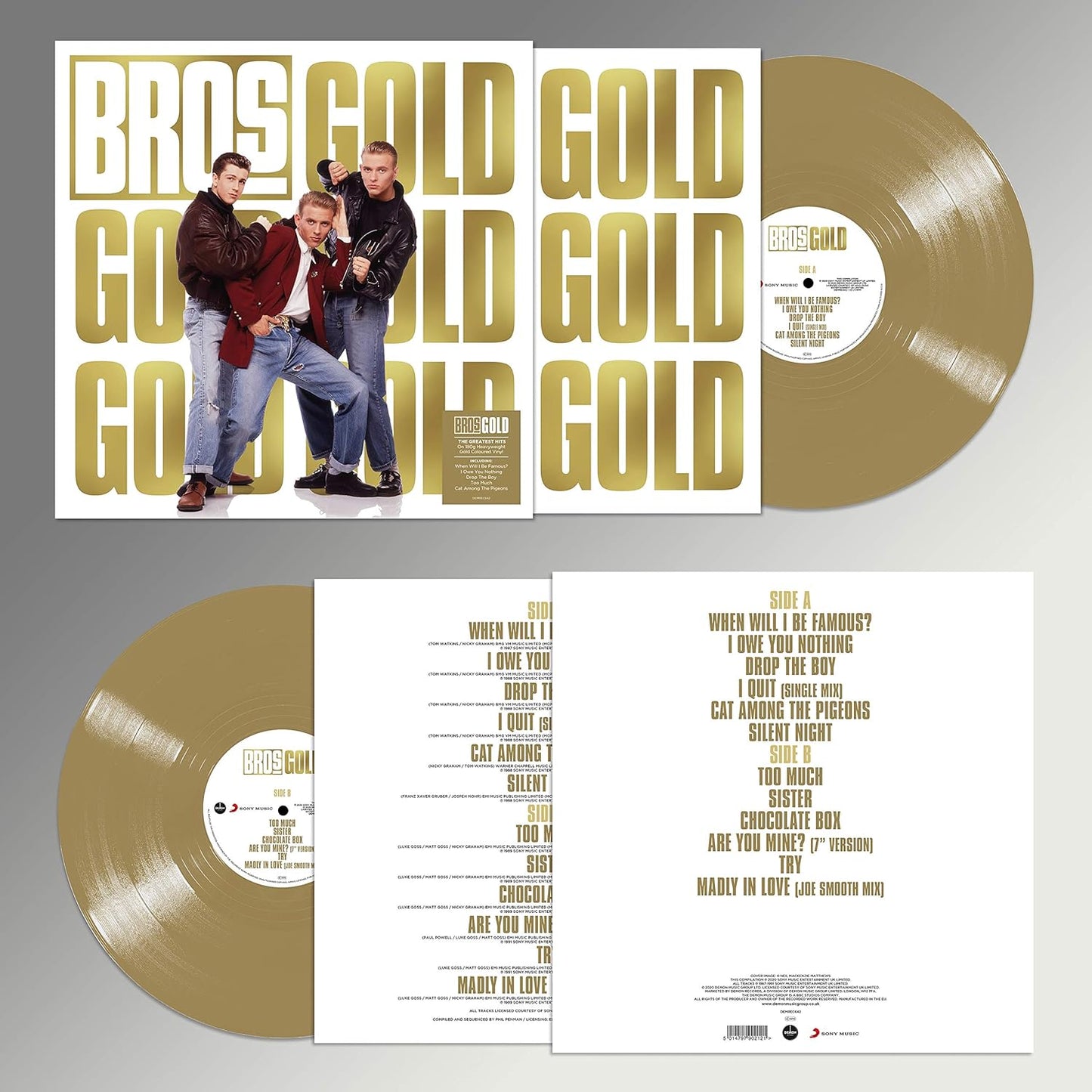 Gold LP by Bros iconic 80s pop singles on collectible gold vinyl