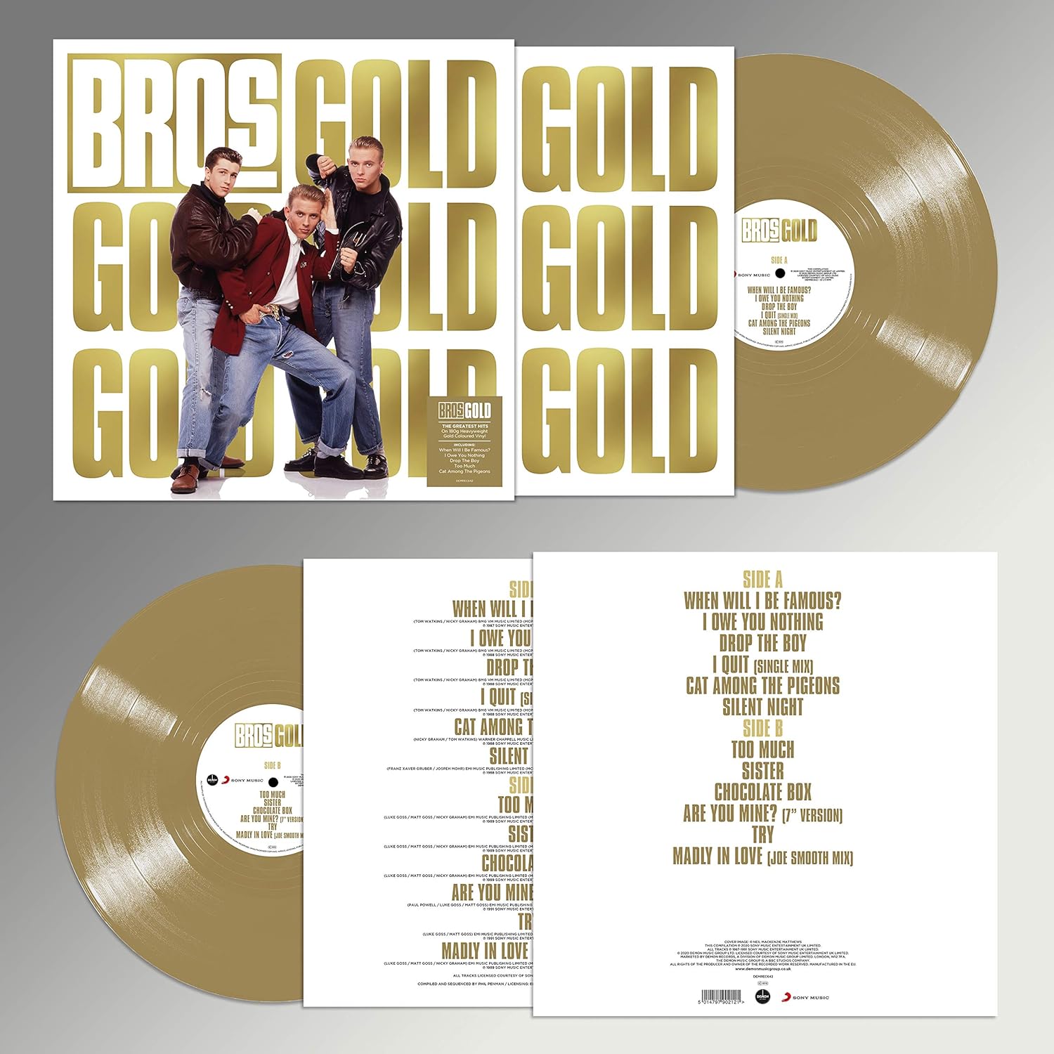 Gold LP by Bros iconic 80s pop singles on collectible gold vinyl