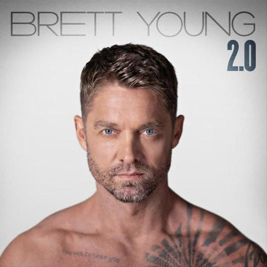 Album cover for Brett Young’s 2.0, featuring bold typography and a modern country design.