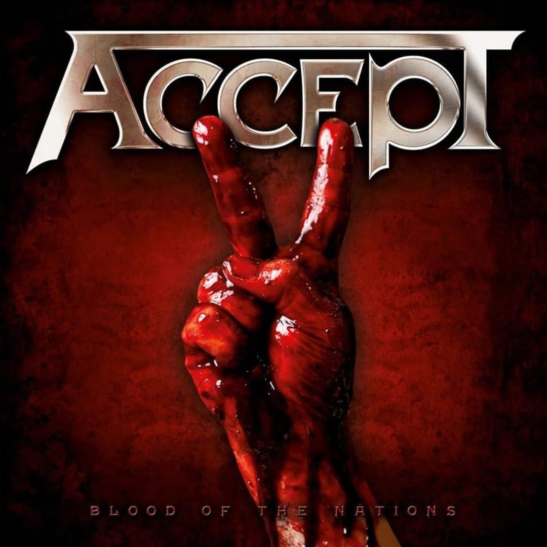 Accept Blood Of Nations cover with dramatic heavy metal artwork and bold lettering