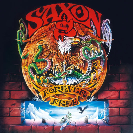 Saxon – Forever Free white vinyl LP with limited edition sleeve and insert.