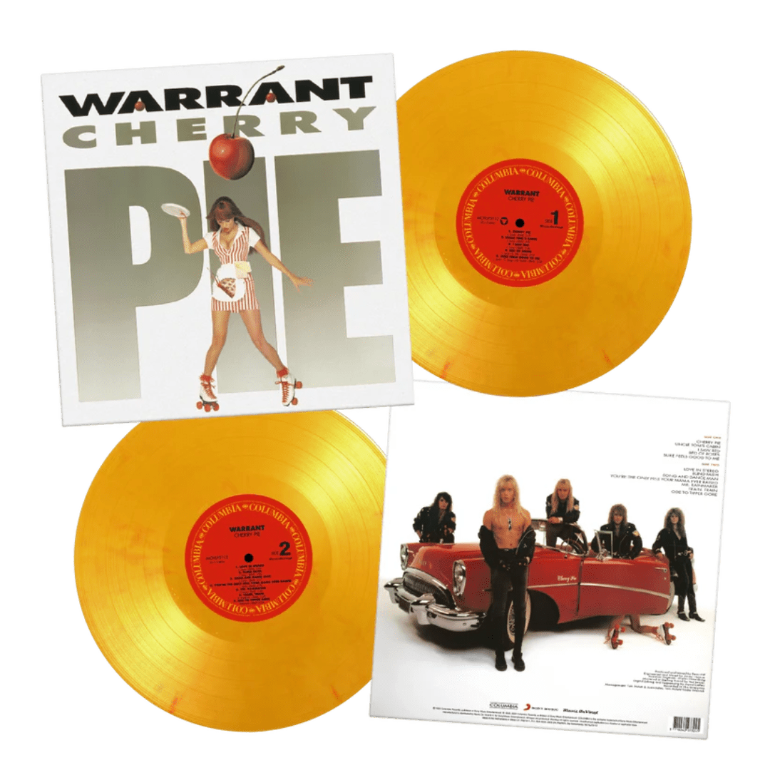 Warrant album Cherry Pie on yellow marbled vinyl in a collector’s edition