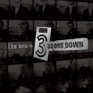 Black and white collage with '3 Doors Down' logo and album cover text.