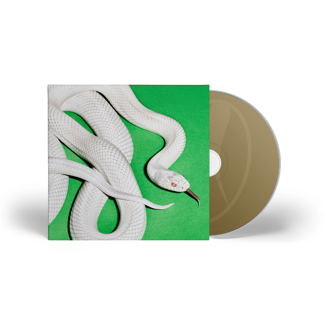 Deftones CD with a white snake design on the cover against a green background