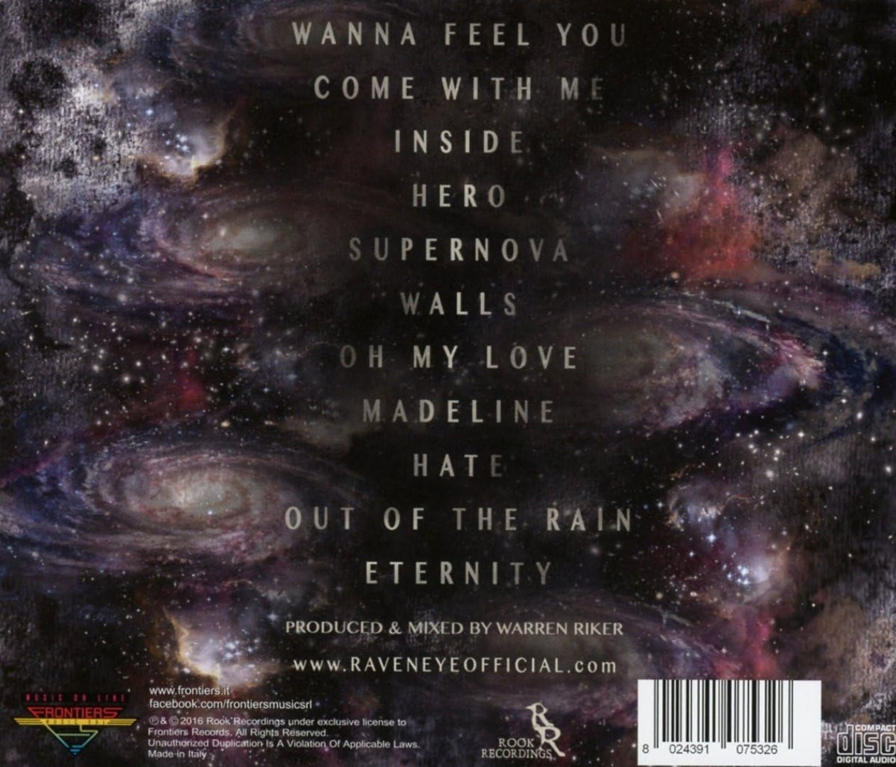 Album tracklist with space-themed background and text