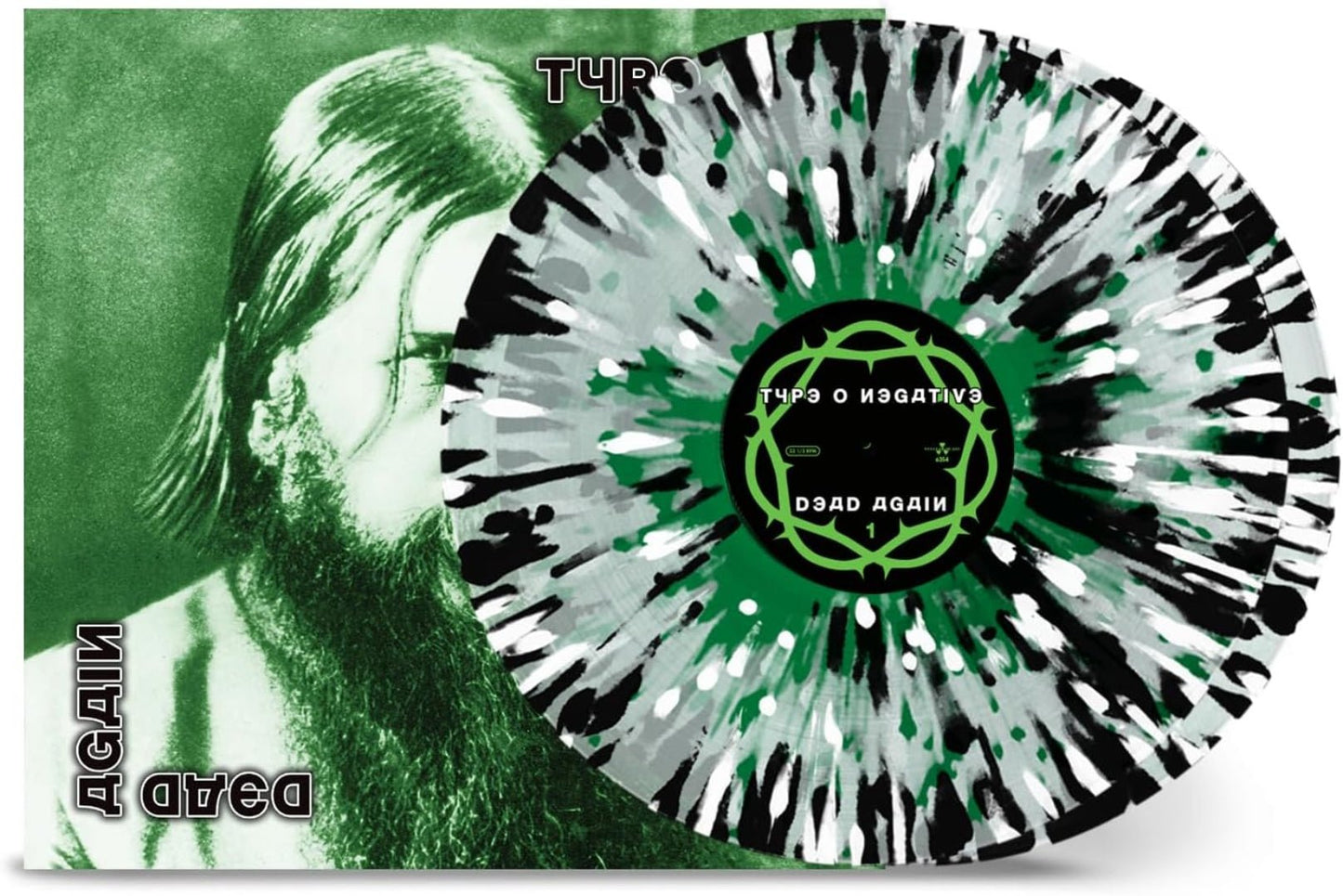 Type O Negative – Dead Again splatter vinyl gatefold packaging opened.

