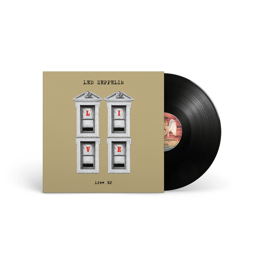 Close-up of Led Zeppelin Live EP vinyl pressed on 180-gram vinyl

