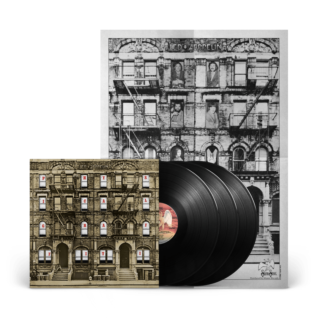 3LP vinyl discs of Led Zeppelin Physical Graffiti deluxe 50th anniversary edition