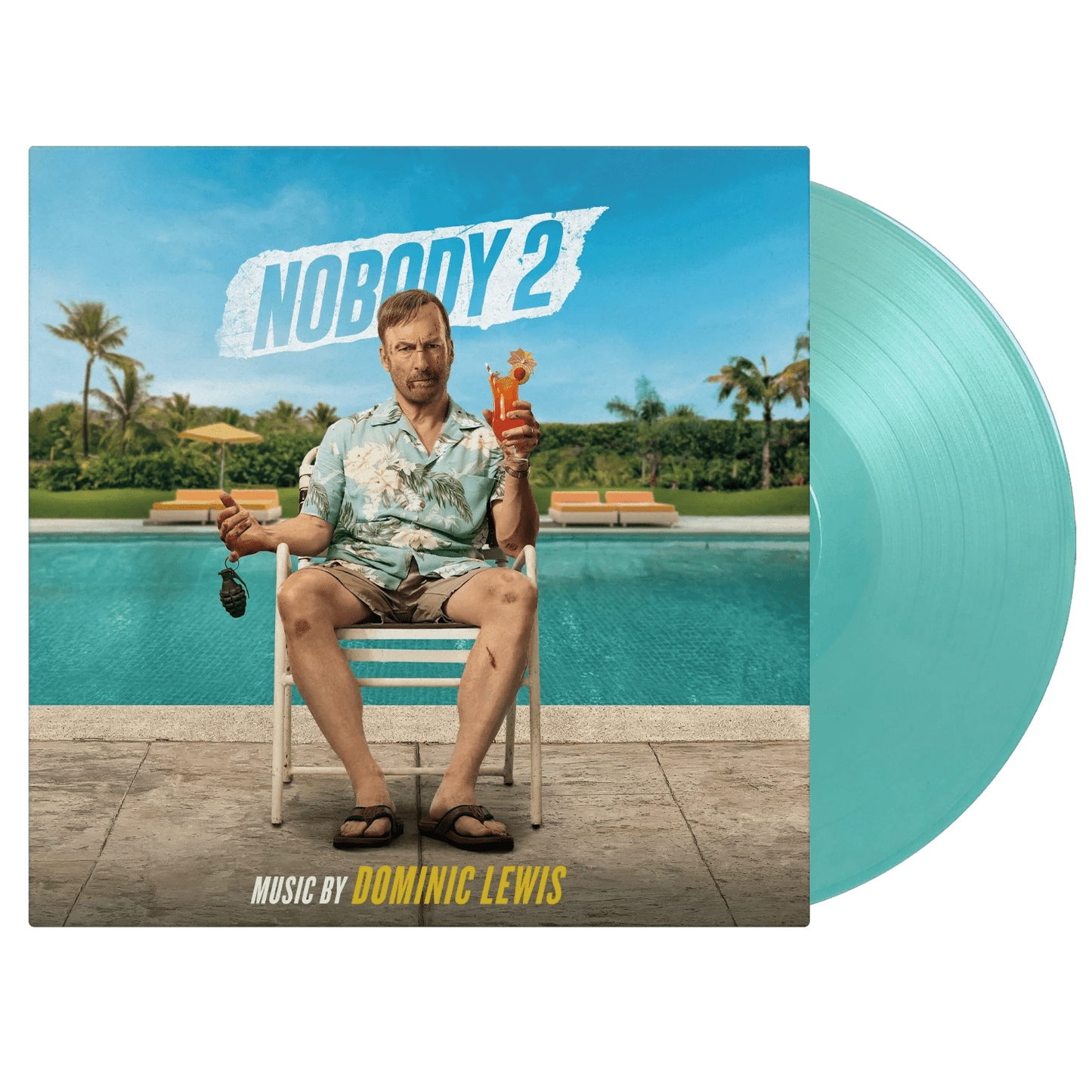 Dominic Lewis Nobody 2 original soundtrack album cover on turquoise coloured vinyl