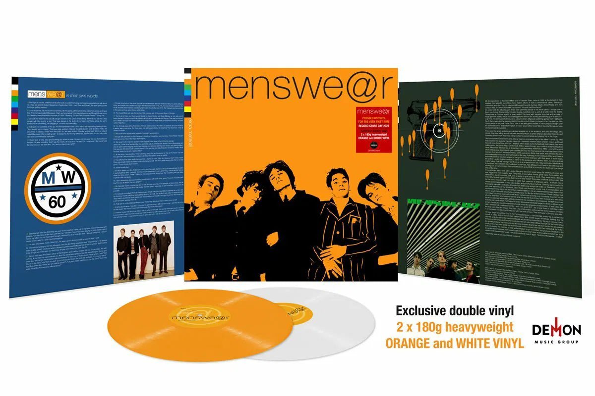 Menswe@r Extra Material 2LP set on white and orange limited edition vinyl