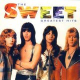 Album cover of 'The Sweet Greatest Hits' featuring four band members.
