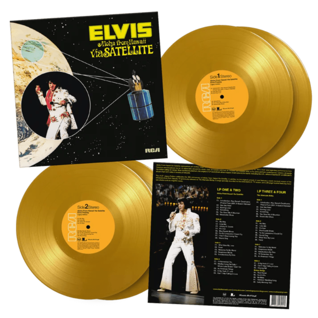 Yellow marbled vinyl 4LP set of Elvis Presley Aloha From Hawaii Via Satellite live