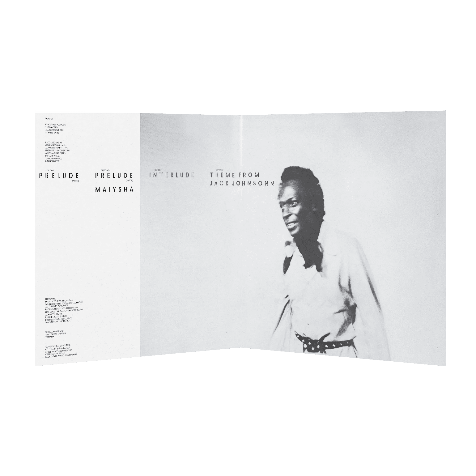 Detail of Miles Davis – Agharta 50th Anniversary Edition showing spine, gatefold artwork, and textured laminate finish.