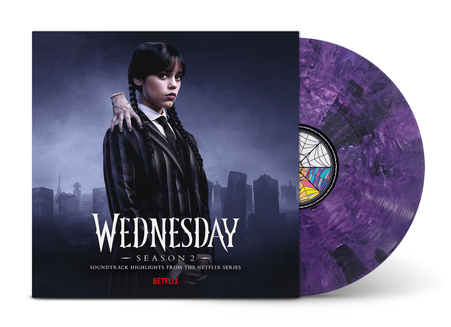 Wednesday Addams Season 2 soundtrack on deluxe coloured vinyl edition